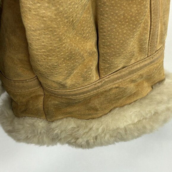 VTG Phat Farm Coat Men 5XL Brown Suede Gen.Leather Faux Fur Sherpa Heavy Hip Hop - Picture 9 of 16